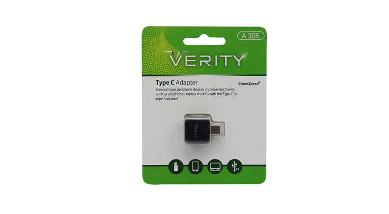 تبدیل OTG کانکتور Type-C مدل VERITY مشکی