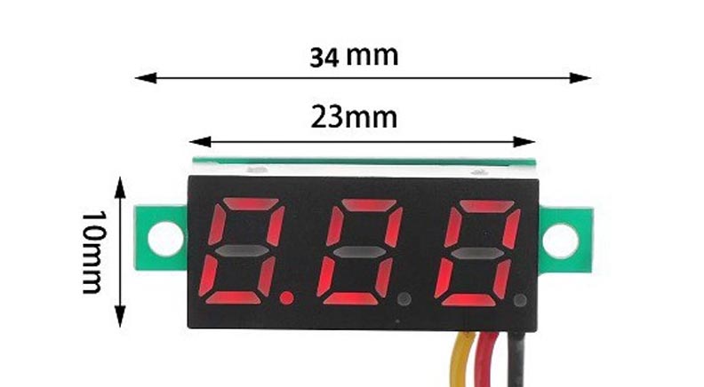 ماژول ولتمتر سایز 0.28 اینچ 3 سیمه روپنلی قرمز DC 0-100V