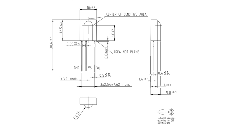 گیرنده و تقویت کننده مادون قرمز HS0038A2 گیرنده و تقویت کننده مادون قرمز HS0038A2