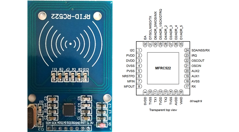 ماژول RFID با قابلیت خواندن و نوشتن  RC522 به همراه تگ 