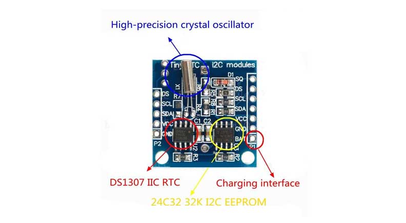 ماژول ساعت DS1307 به همراه حافظه (real-time clock chip)