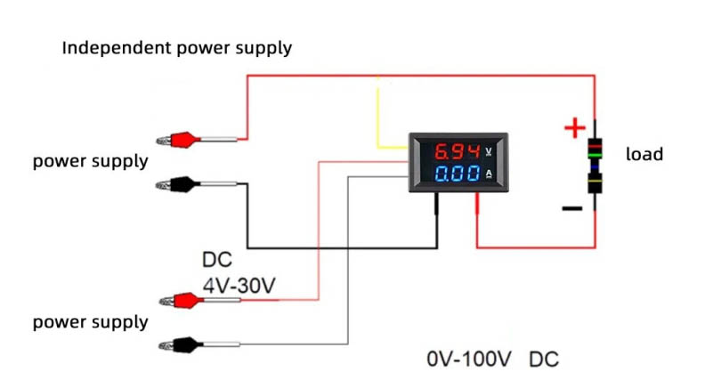 آمپرمتر ولتمتر DC روپنلی 1 آمپر 0v-100v