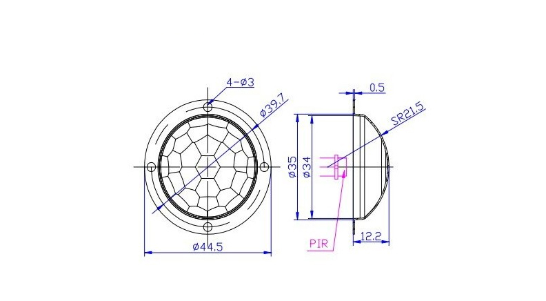 لنز فرسنل PIR سفید  مدل 8605 سایز  34mm  