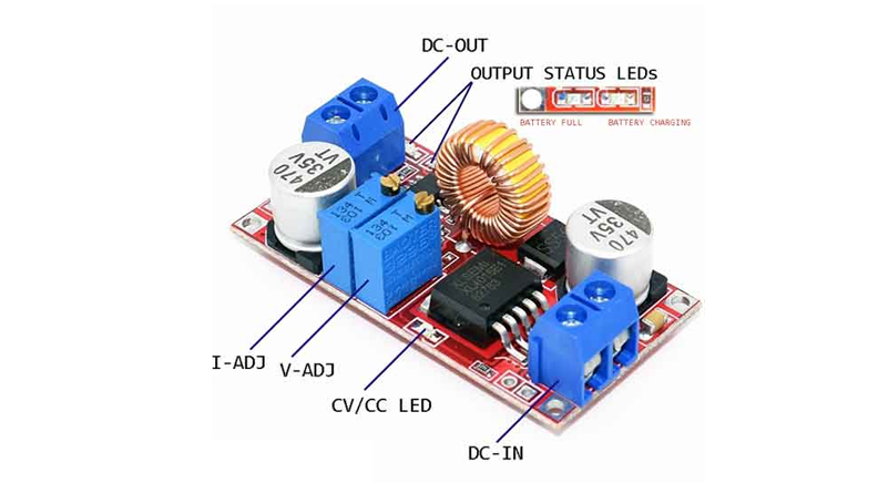 ماژول مبدل DC-DC کاهنده XL4015 با کنترل شارژ باتری