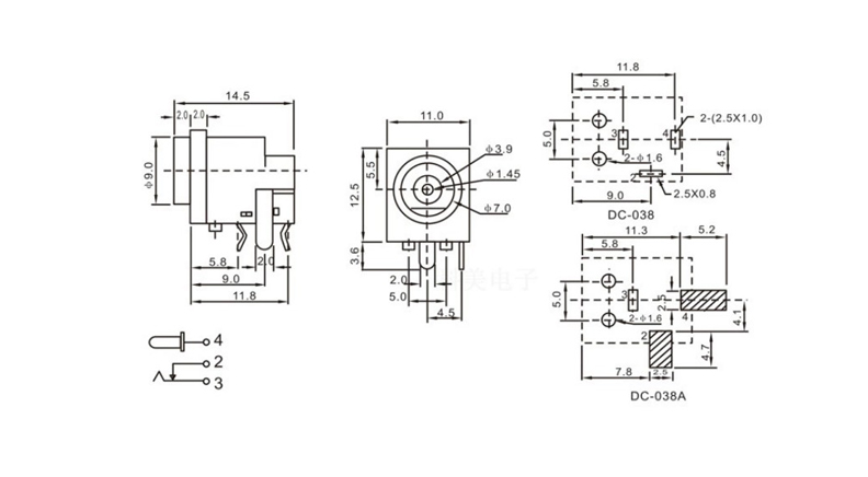 جک آداپتور لپ تاپی مدل DC-038