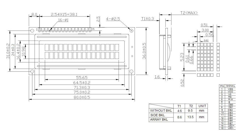 LCD کاراکتری 2x16 بک لایت آبی