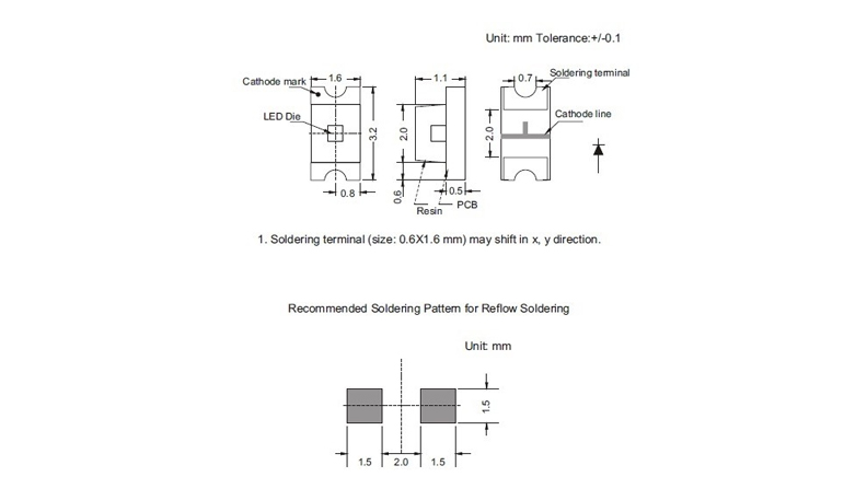 SMD LED زرد پکیج 1206