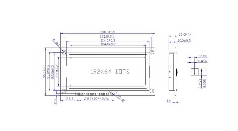 نمایشگر GLCD 64x192 گرافیکی بک لایت آبی با درایور KS0108