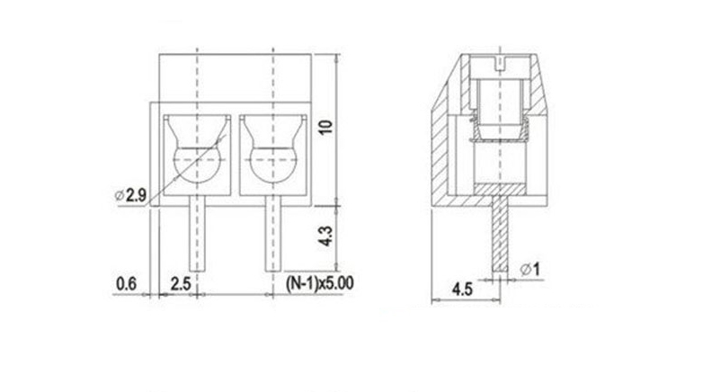 ترمینال پیچی مدل KF300-2Pin رنگ آبی