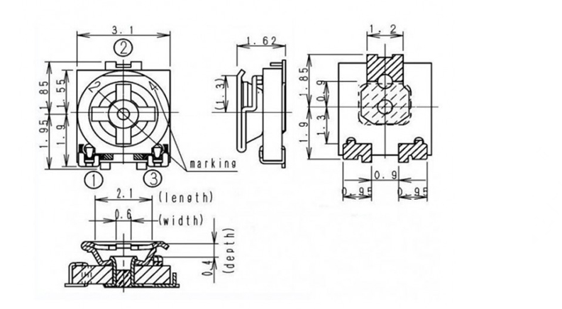 پتانسیومتر 5K اهم SMD