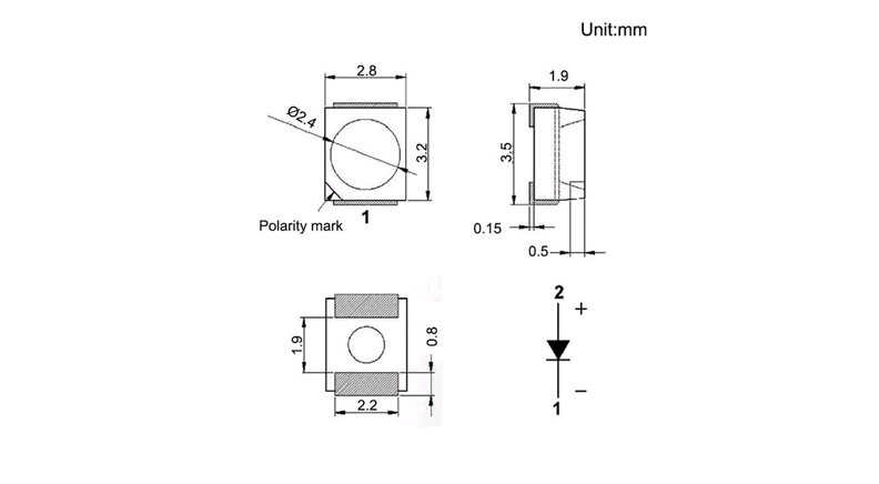 SMD LED سفید طبیعی پکیج 3528 - 1210