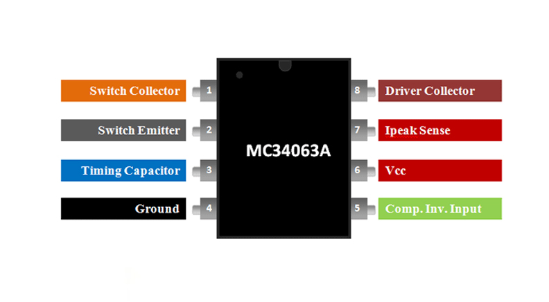رگولاتور افزاینده/کاهنده MC34063 پکیج 8-DIP