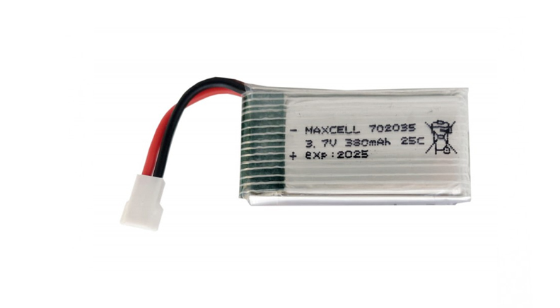 باتری لیتیوم پلیمر 3.7v ظرفیت 380mAh تک سل 25c مارک MAXCELL 