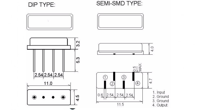 کریستال 433 مگاهرتز -  Saw resonator  ( 4 پایه )