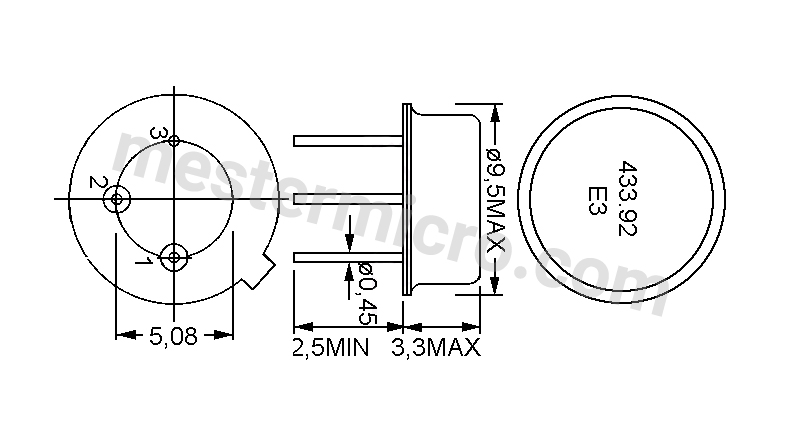 کریستال 433 مگاهرتز (YXCR433) پکیج TO39