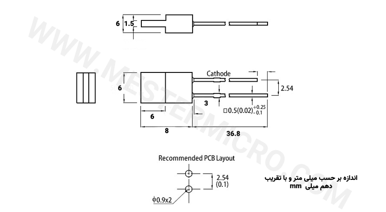 LED تخت لبه دار سبز مات 6*1.5