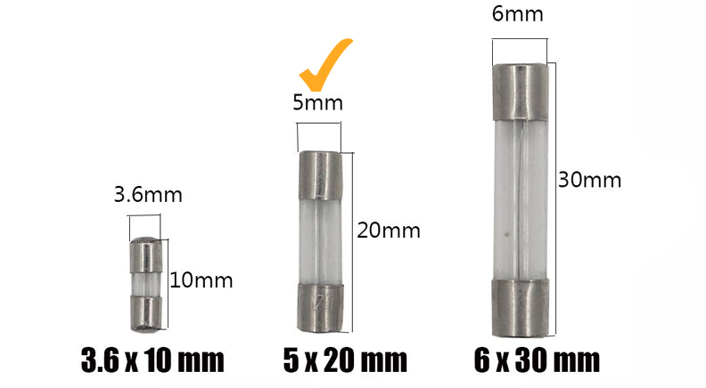 فیوز شیشه ای 0.5A - 250V سایز 5X20