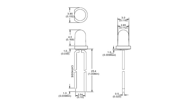 LED زرد مات 3mm