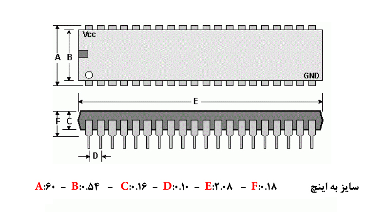میکروکنترلر ATMEGA32A-PU پکیج PDIP-40