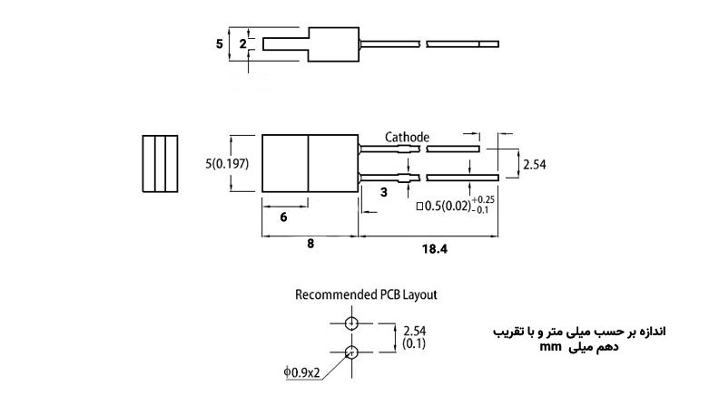 LED  تخت لبه دار  نارنجی مات 2*5 