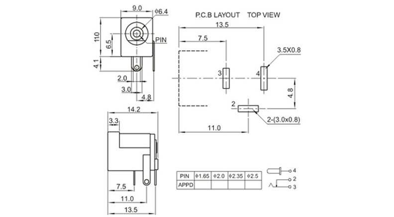 جک آداپتوری مادگی مشکی  مدل DC-005