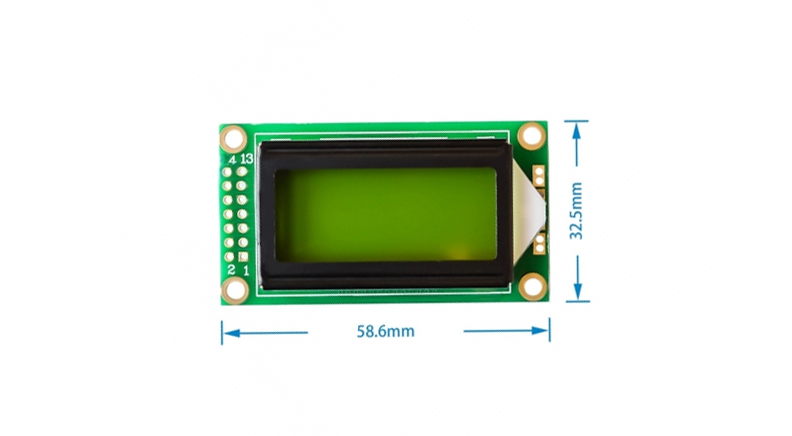 LCD کاراکتری 2x8 بک لایت سبز